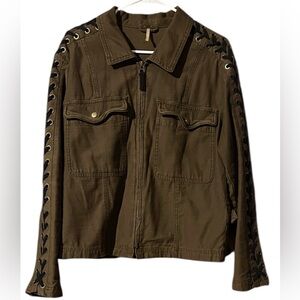 Free People Faye Moss Green Military Jacket